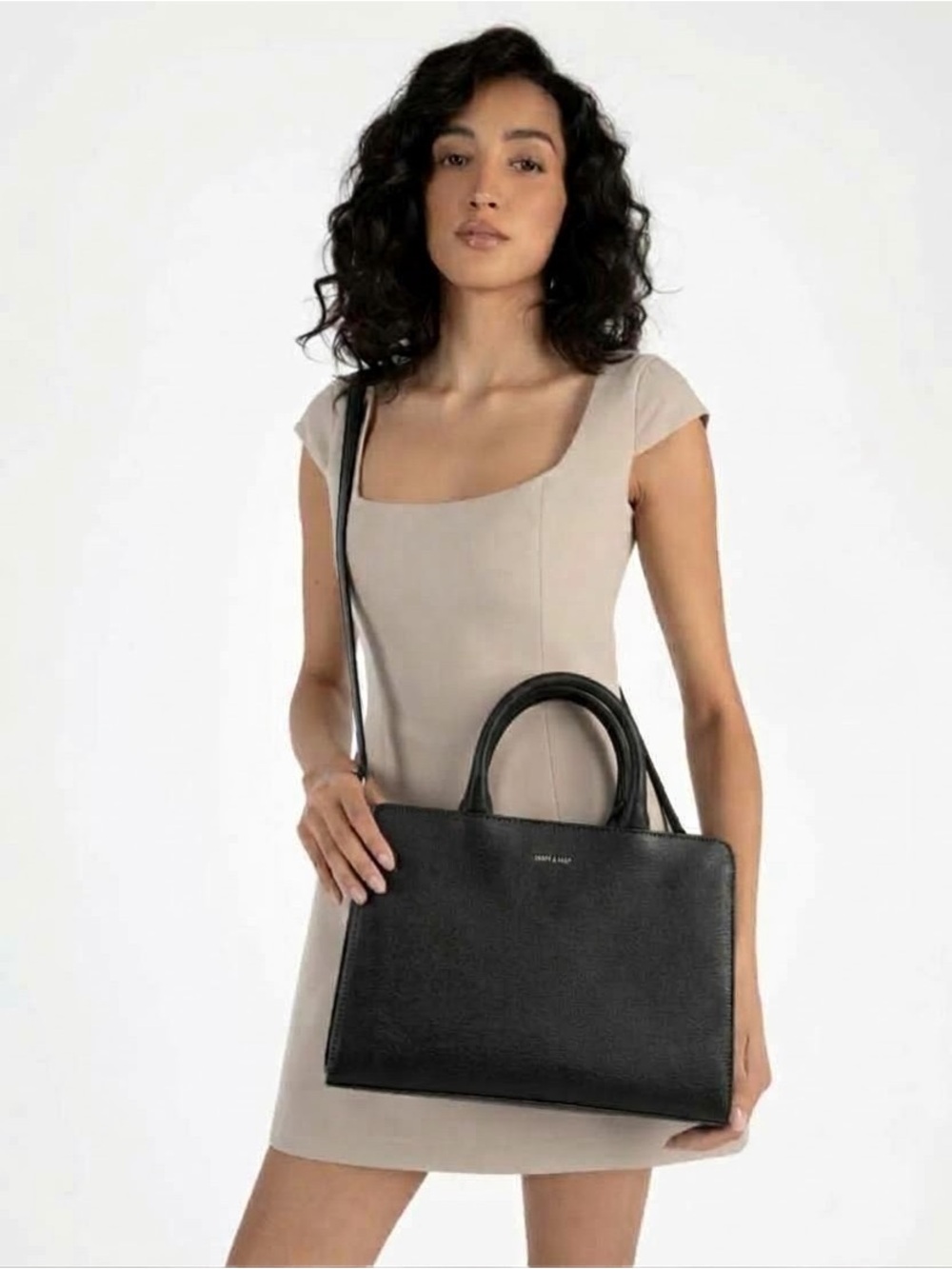 MATT + NAT Women’s Vegan Black Zip Closure Satchell/ Crossbody Bag